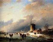 Figures Skating on a Frozen River - 扬·雅各布·柯恩拉德·施普勒